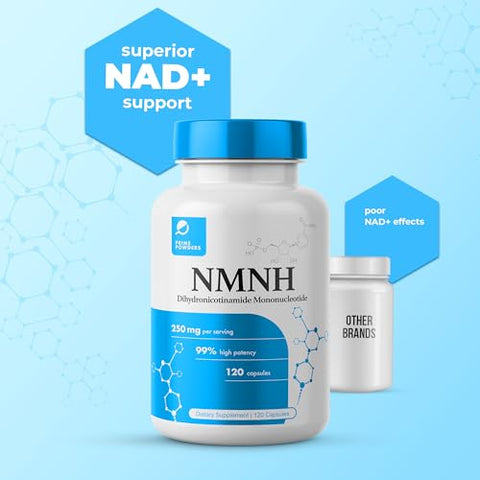 Prime Powders - NMNH: Suplemento NAD NR de Suporte NAD (250mg por Porção), 120 Cápsulas – Mononucleotídeo de Dihidronicotinamida