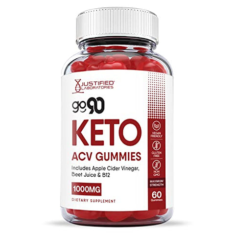 Gomas Justified Laboratories Go 90 Keto ACV 1000MG com Suco de Romã, Beterraba e Vitamina B12 – 60 Gomas