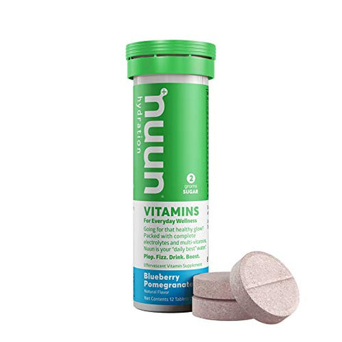 Vitamins – Comprimidos de Hidratação e Eletrólitos Blueberry Pomegranate – 4 x 12 Comprimidos - Nuun