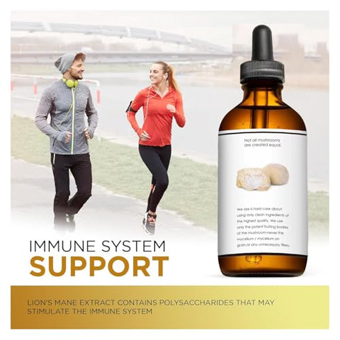 Generic - Extrato Líquido de Cogumelo do Leão – Suplemento Natural de Cogumelo de Frutificação Duplamente Extraído para Clareza Mental, Função Cerebral, Memória, Regeneração Celular e Criatividade