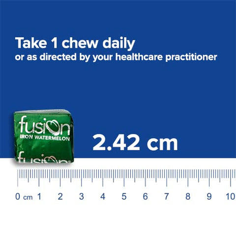 Iron Soft Chew com Vitamina C | Sabor Melancia | Vitamina Mastigável para Pacientes Bariátricos | Sem Glúten | Suplemento de Ferro para Mulheres e Homens | 60 Unidades | 200g - Bariatric Fusion