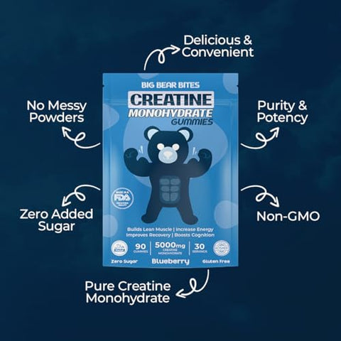 Big Bear Bites - Gomas de Creatina Monohidratada para Homens – Aumente sua performance com gomas de creatina g – Produto de qualidade superior