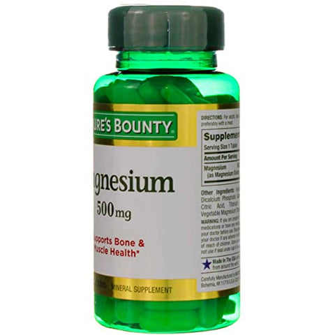 Nature's Bounty - Nature’s Bounty Magnesium 500 mg – 100 comprimidos (Pacote com 10) | Comprimidos de Magnésio | Marca Nature’s Bounty