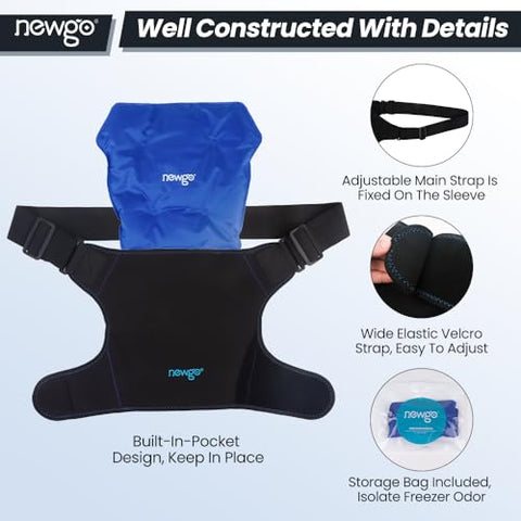 Bolsa de Gelo para Ombro – Terapia Fria para Manguito Rotador, Indicada para FSA ou HSA – Envoltório de Gelo para Ombro, Alívio da Dor, Recuperação Pós-Cirúrgica, Inchaço, Tendinite – 100% Eficaz - NEWGO