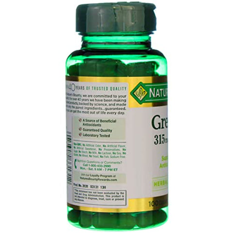 Nature's Bounty - Nature’s Bounty Extrato de Chá Verde 315 mg Cápsulas 100 un (Pacote com 4) – Green Tea Extract