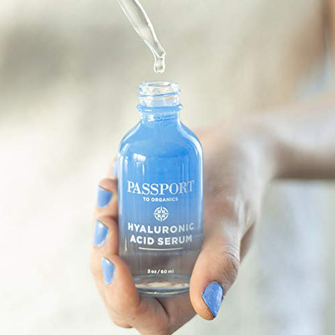 Passport to Organics - Soro de Ácido Hialurônico Orgânico e Vegano – 100% Puro, Solução de 1% – 60ml