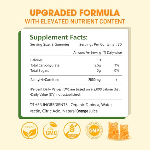 Sijigood - 2 Pack Suplemento de Acetil L-Carnitina 2500mg, Nutrição Natural para Aumentar Energia e Imunidade – Marca em Destaque