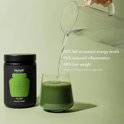 Pó Diário de Verdes Super Elixir, Mix de Bebida Probiótica com Alimentos Integrais, Sem Glúten, Vegano para Saúde Intestinal, Energia, Imunidade, Pele e Cabelos Saudáveis - WelleCo