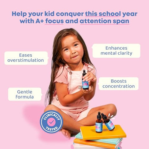 Gotas de Foco Orgânicas JoySpring Genius para Crianças | Suplemento Comprovado Clinicamente para Melhor Desempenho Escolar | Suplemento Líquido de Foco Herbal para Crianças com