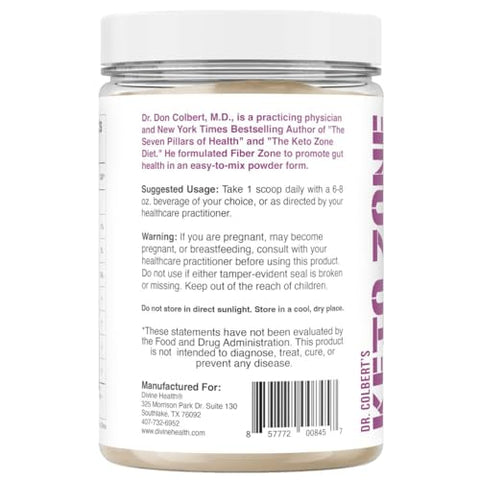 Dr Colbert MD Pó de Fibra Zone | Sabor de Frutas Vermelhas Prebióticos, Insolúveis | 100g - Divine Health