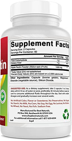 Apple Pectin 700 mg – Fibra Alimentar – Suporte Intestinal – 120 Cápsulas (Pack de 2) - Best Naturals