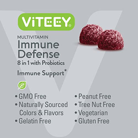 Viteey - Multivitaminas em Gomas 8 em 1 com Probióticos – Reforço Imunológico para Adultos