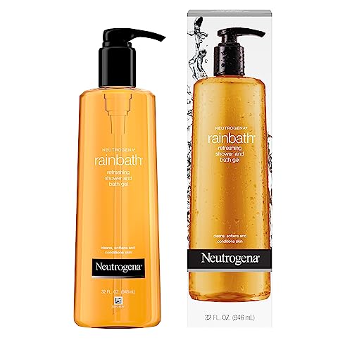 Rainbath Body Wash 32 fl. Oz – Gel de Banho Refrescante e Hidratante, Limpeza Diária do Corpo e Gel de Barbear com Espuma de Enxágue Limpo, Fragrância Original - Neutrogena