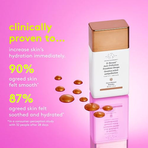 D-Bronzi Serum Drops: Serum Bronzeador Facial e Corporal Anti-Poluição para Linhas Finas e Rugas (30 mL / 1 Fl Oz) - Drunk Elephant