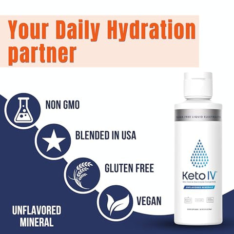 Adapted Nutrition - Keto IV Gotas Eletrolíticas de Alta Potássio | Frasco com Conta-Gotas à Prova de Vazamentos | 500mg Potássio Magnésio, Sódio | Marca Keto IV