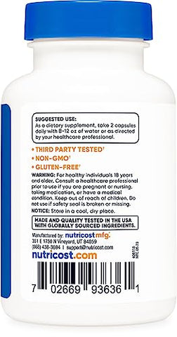 Berberine HCl 600mg – 60 Cápsulas Vegetarianas – Livre de Glúten - Nutricost
