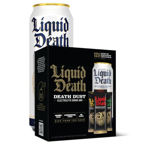 Electrolyte Death Dust – Pacotes de Pó Hidratante – 3 Sabores – Pacote Variado com 12 Sticks – Misture 1 Stick com 350 ml de Água - Liquid Death
