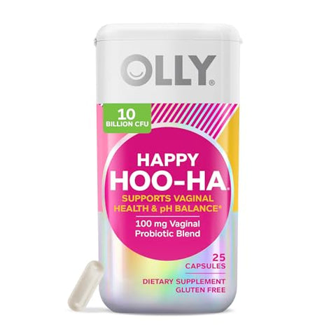Cápsulas de Probióticos Happy Hoo-Ha para a Saúde Vaginal Feminina – 25 Unidades - OLLY