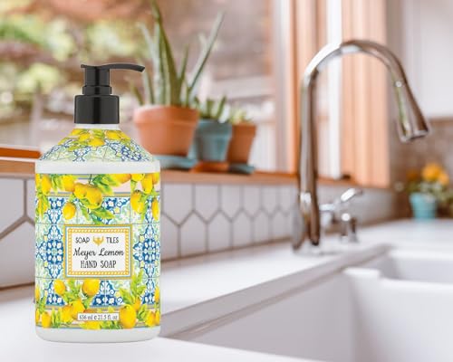 Home & Body Company - Sabonete Líquido em Azulejos | Home and Body Company | 635 ml Frascos | Kit com 4 | Laranja Doce | Tomilho Oliva | Romã | Limão Meyer