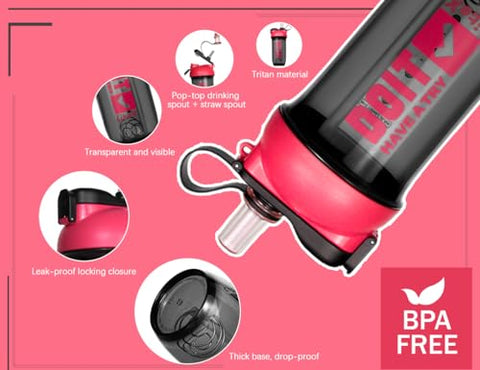 Shaker Bottles para Shake de Proteína, 26oz Blender Shaker Bottle para Pré-Treino, Copos Shaker com Canudo, Garrafas Misturadoras BPA-free Tritan para Pó de Proteína, com Escova para Copo e - Litex