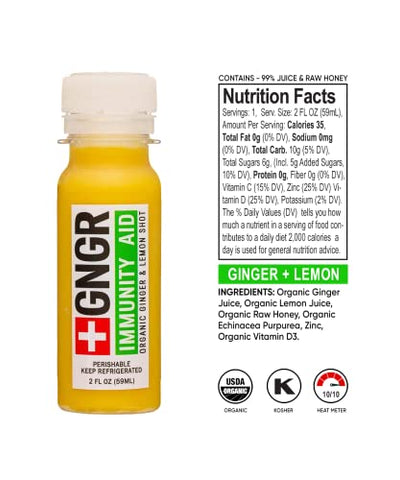 GNGR - Pack com 24 Shots Variados de Gengibre Orgânico para Impulsionar a Imunidade – Shots de Gengibre Prensado a Frio para Suporte Digestivo e Imunológico Natural – Nada Artificial – Orgânico USDA (2g)