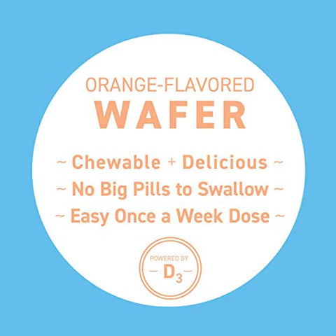 Replesta - Vitamina D3 Cholecalciferol 50.000 UI, Deficiência de Vitamina D, Wafer Mastigável Semanal, Sabor Natural de Laranja, 8 Unidades (Pacote de 1)