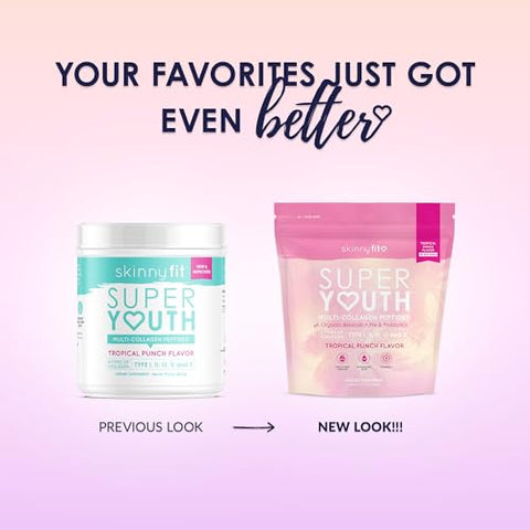 Super Youth Tropical Punch – Colágeno Multi-Peptídeos Probióticos, Fibra de Baobá, Vinagre de Maçã, Ácido Hialurônico | 100g - SkinnyFit
