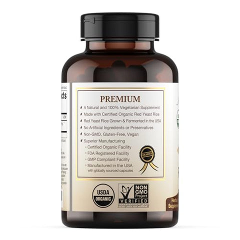 Natural Choice Botanicals - Suplemento de Arroz Vermelho Orgânico Certificado – 120 Cápsulas, 2 Meses de Fornecimento – Marca em Destaque