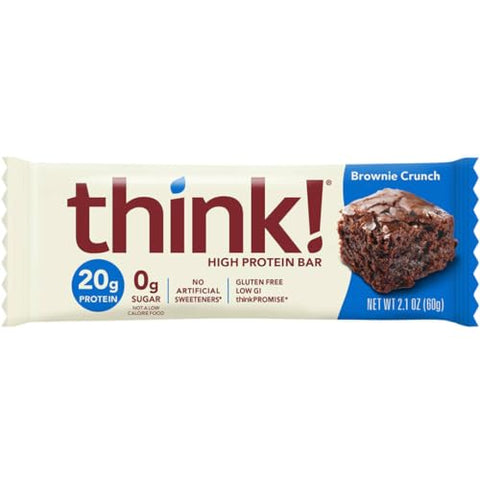 Generic - Think! Barras de Proteína, Snacks de Alta Proteína, Sem Glúten, Amigáveis ao Kosher, Brownie Crocante, Barras Nutricionais, 60g por Barra – 20 Unidades