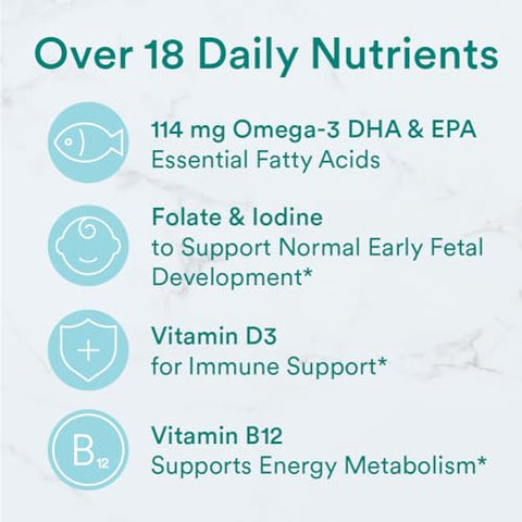 Vitaminas Pré-Natais para Mulheres: Ômega 3 (EPA/DHA), Biotina, Metilfolato, Vitamina D3, C, B12, B6, A, K | Gomas Multivitamínicas - SmartyPants