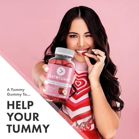 Gomas de Vinagre de Maçã Flat Tummy, 60 Unidades (5 Pacotes) – Gomas de ACV, Detox, Suporte à Saúde Intestinal – Vegano, Não-OGM – Pós de Beterraba e Romã, Vitaminas