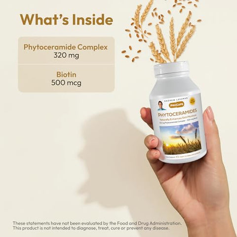ANDREW LESSMAN - Andrew Lessman Phytoceramides com Biotina 60 Softgels – Hidratante Interno Natural Vital para a Pele. Melhora Naturalmente a Maciez, Suavidade e Radiância da Pele. Sem Aditivos. Fácil de Usar