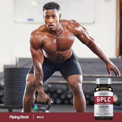 GPLC Glycine Propionyl-L-Carnitine | 1250mg | 60 Cápsulas | CoQ10 | Suplemento Livre de GMO e Glúten - Piping Rock