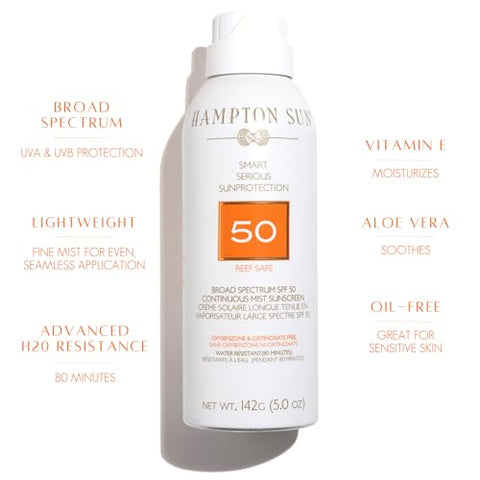 Protetor Solar Hampton Sun Spf 50 em Spray Contínuo, 150 ml