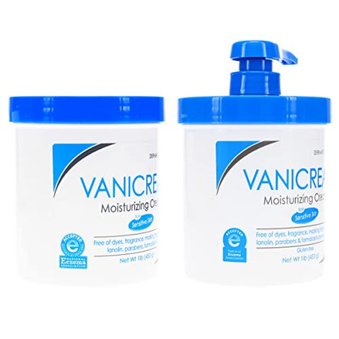 Vanicream Creme Hidratante para Pele com Dosador de Bomba e Pote Extra, Combo Pack de 454g Cada