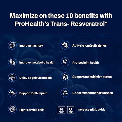 Longevity – Pó Trans Resveratrol a Granel 100g – Grau Farmacêutico Puro, 1000mg por Porção, Absorção e Bioacessibilidade Superiores - ProHealth