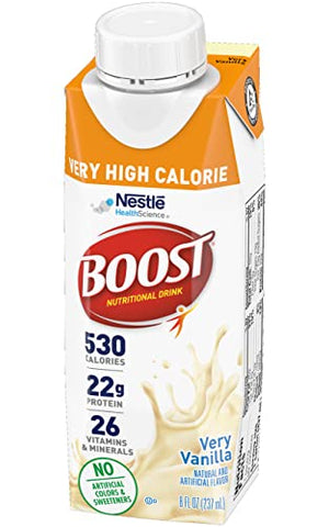 BOOST - Boost Bebida Nutricional Muito Calórica, Sabor Baunilha, Caixa de 8 Onças, Pacote com 27 – Marca Boost