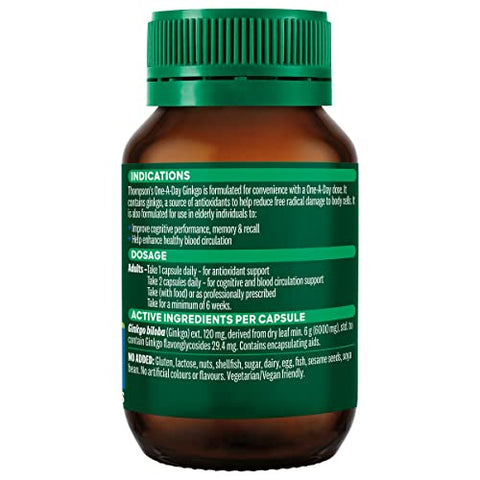 Thompson's Water Seal - Thompson’s Ginkgo 6000mg – 60 Cápsulas | Potência Máxima | Marca Thompson