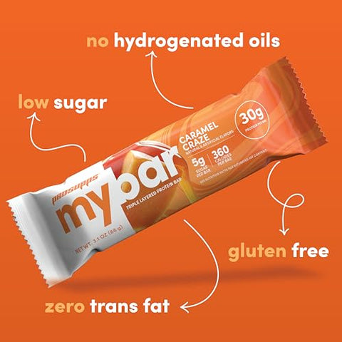 PROSUPPS - ProSupps MYBAR Barra de Alta Proteína, Sem Glúten, 30g de Proteína, Baixo Teor de Açúcar, Perfeita para Levar – Snack de Proteína Triplo (12 Barras, Sabor Manteiga de Amendoim, Triplo Chocolate,…)