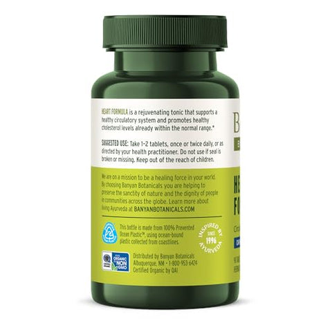 Fórmula Cardíaca – Suplemento Orgânico de Saúde do Coração com Bagas de Espinheiro e Guduchi – Suporta a Função Adequada do Coração* – 90 Comprimidos – Não-OGM - Banyan Botanicals