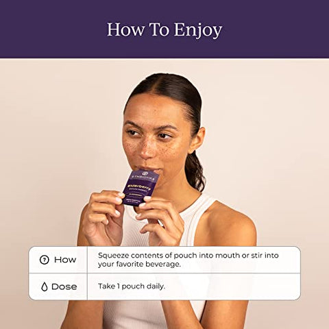 Elderberry Boost: Suplemento com Vitamina E, Orgânico, Suporte Imunológico para Adultos, Livre de Glúten, Keto, Vegano, Sabor de Sabugueiro, 26 Pacotes - CYMBIOTIKA