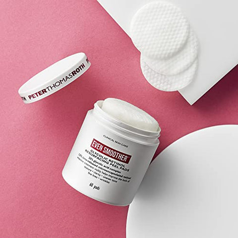 Pads de Peeling de Rosto com Ácido Glicólico e Retinol | Para Textura e Tom Desigual, 60 un - Peter Thomas Roth