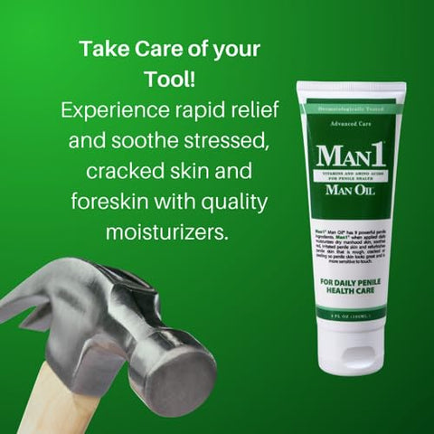 Creme Man1 Man Oil para Saúde Peniana Avançada – Tratamento para pele peniana seca, vermelha, rachada ou descascada. Melhora a sensação ao longo do tempo