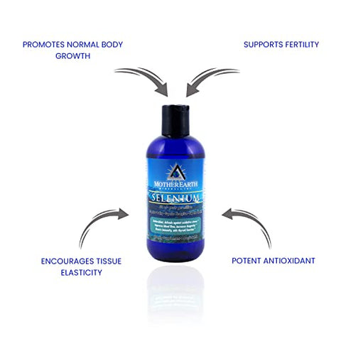 Selênio – Estimula o Crescimento Corporal Normal, Apoia a Fertilidade, Promove Elasticidade dos Tecidos, Poderoso Antioxidante – 240 ml 96 Porções - Mother Earth Minerals