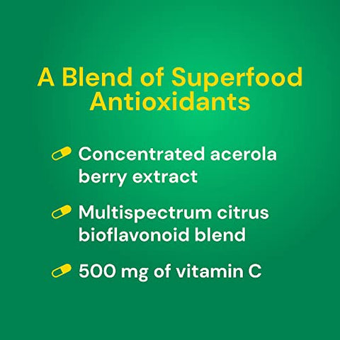 Acerola Complexo de Vitamina C, 500mg, Pastilhas Mastigáveis com Sabor de Frutas Vermelhas, Suporte à Saúde Imunológica, 90 Pastilhas, Certificado Livre de Glúten pela GFCO, Certificado Vegano pela AVA - Country Life