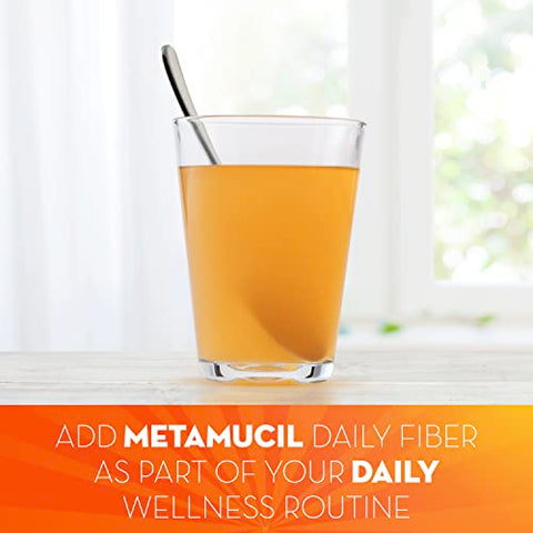 Pó de Casca de Psyllium Diário, Sem Açúcar, 4-em-1 para Saúde Digestiva, Bebida com Sabor de Laranja, 114 colheres de chá, 635g - Metamucil