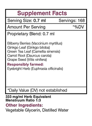 Secrets of the Tribe - Segredos da Tribo – Extrato sem álcool Olho de Falcão, Mirtilo sem álcool, Eufrásia, Ginkgo, Chá Verde, Cenoura, Uva. Glicerito de Tintura para Suporte à Visão Saudável (120 ml)