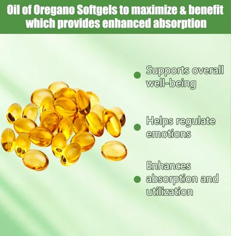 YILIXI - Óleo de Orégano Softgels, 2 em 1 6000mg Óleo de Orégano com Óleo de Semente Preta 200mg, Cápsulas de Suplemento de Óleo de Orégano, Sem GMO, Sem Glúten, 300 Cápsulas Softgel