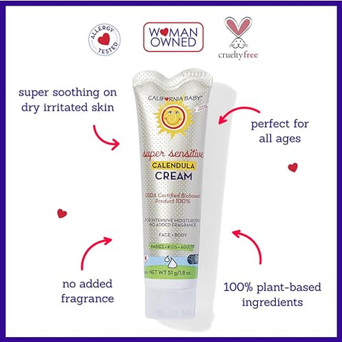 Creme de Calêndula (Sem Perfume) | Creme Suavizante para o Rosto do Bebê | 100% à Base de Plantas | Calêndula Orgânica Aloe Vera | Loção Sem Perfume para Pele Sensível | Hipoalergênica - California Baby