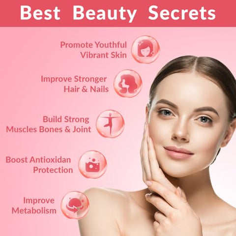 WEEVIT - Gomas de Colágeno Sem Açúcar para Mulheres, 2000mg Tipo I,II,III,V,X de Proteína com 5000mcg de Biotina Vitamina C D B12, Gomas de Peptídeos de Colágeno Hidrolisado para Imunidade Digestão Pele Cabelo